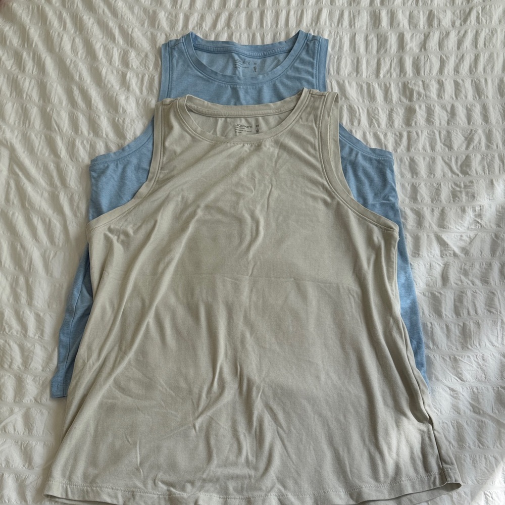Jockey Tank Tops - Light Blue and Beige